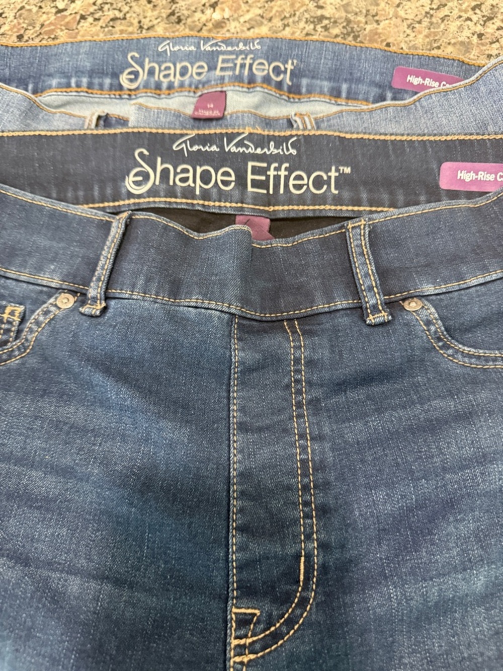Gloria Vanderbilt - 2 PAIRS! Dark & Light Blue Shape Effect Ankle Jeans